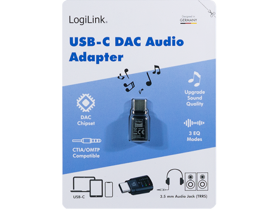 USB-C DAC audio adapter, USB-C han til 3.5mm JACK hun
