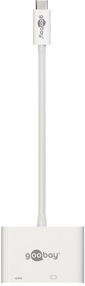 USB-C til DVI PD adapter - USB-C ladeport, Hvid (0,15m)