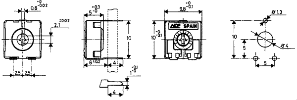 Vandret trimmepotmeter - 25kOhm, lille 10mm, skruetrækker