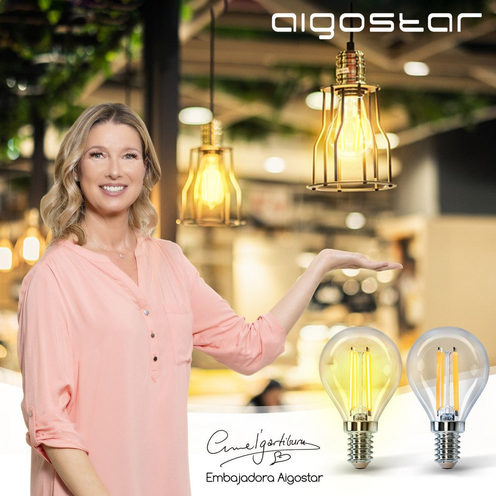 LED Filamentpære G45 E27 4W 2700K Klar - Erstatter 40W, 470lm, RA80, 3 års garanti.