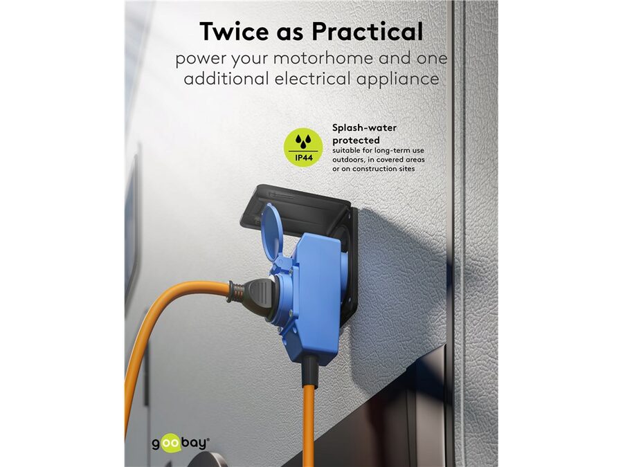 CEE adapterkabel - 3P han til 3P hun + 1 x Jord (1,5m)