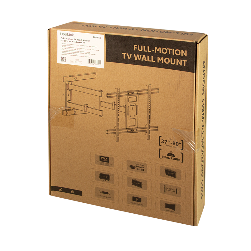 TV vægbeslag  37-80" 50kg tiltbar og drejbar 76-620mm