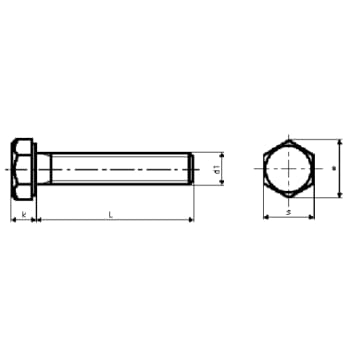 Stålbolt M12 x 40 mm, A4, DIN 933, 6-kant