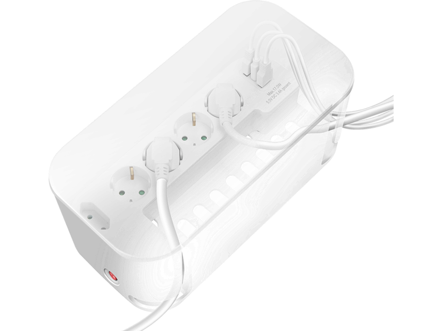 Kabelskjuler boks inkl. stikdåse - 285 x 145 x 130mm, Hvid