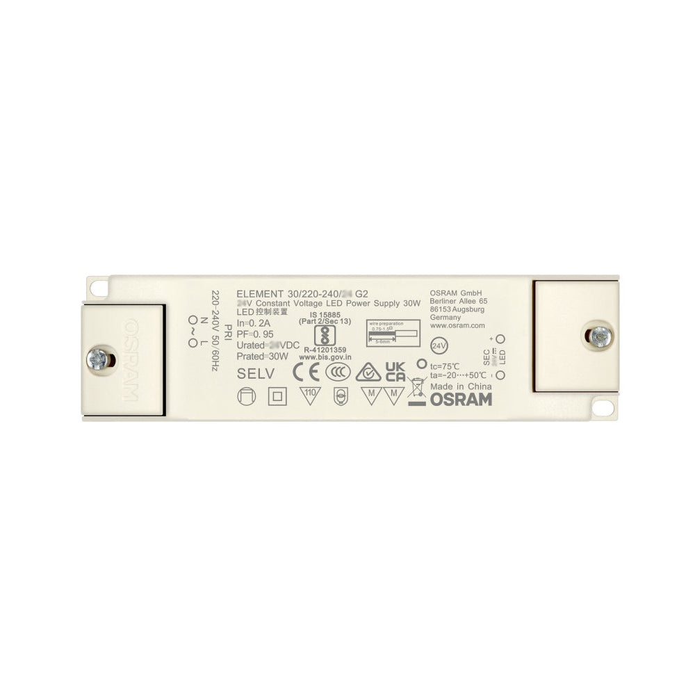 Osram 30W strømforsyning - 12V DC, 2,5A, IP20 indendørs - Effekt: 30W, Input: 230V, Output: 12V