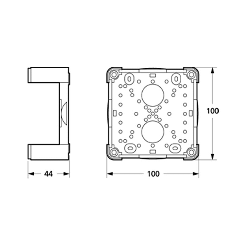 Flerepolet kombikasse bund 100 x 100 mm