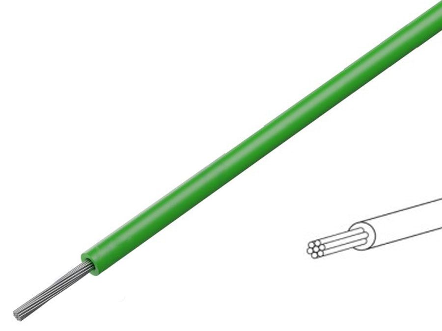 Monteringsledning - 0,2mm² trådet fortinnet CU, Grøn (100m)