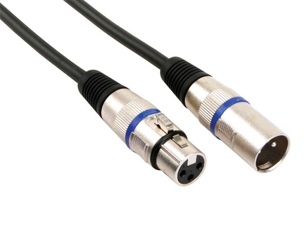 XLR kabel - 3P XLR han til 3P XLR hun, Sort (6m)