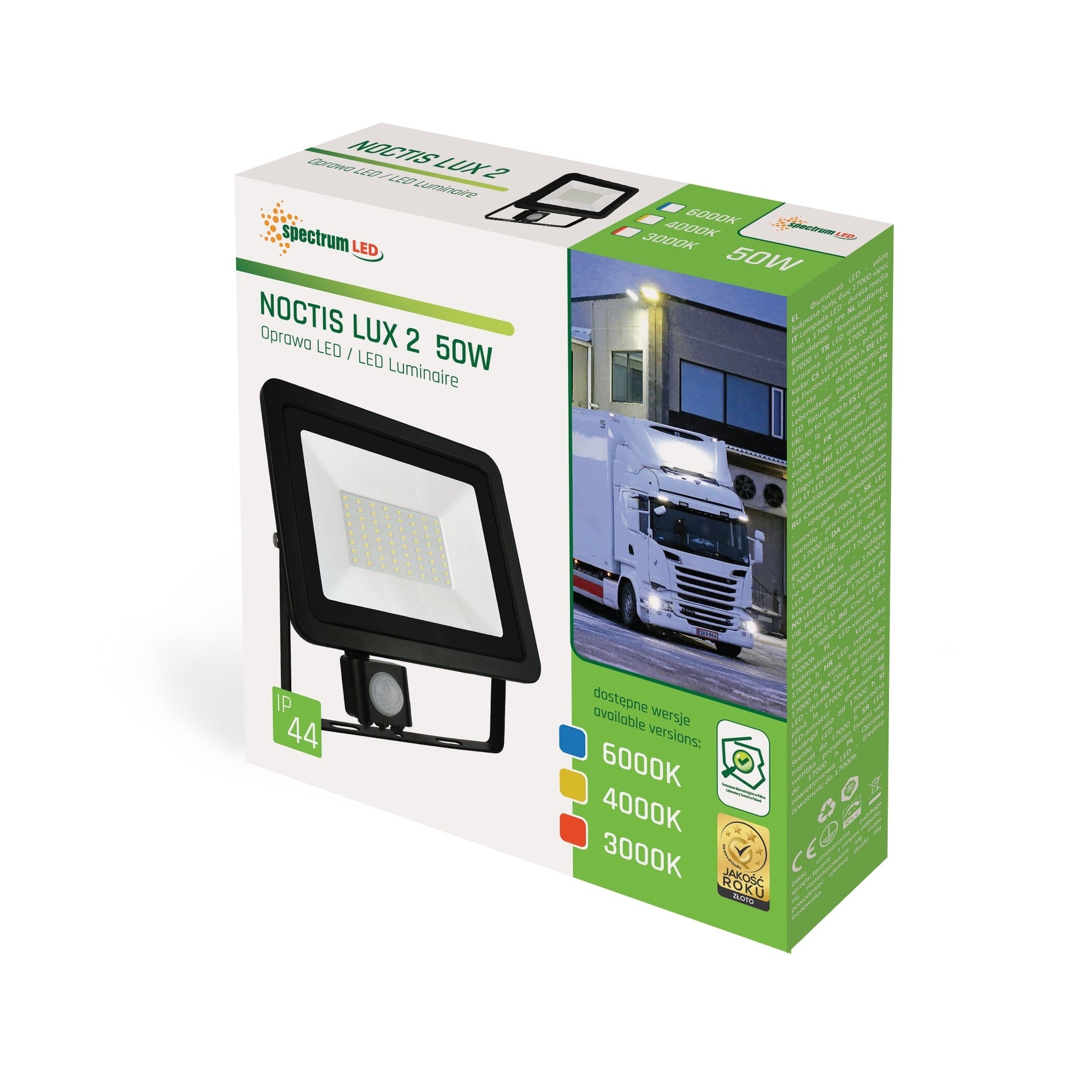 50W LED projektør m. sensor 2700K 3800 Lumen