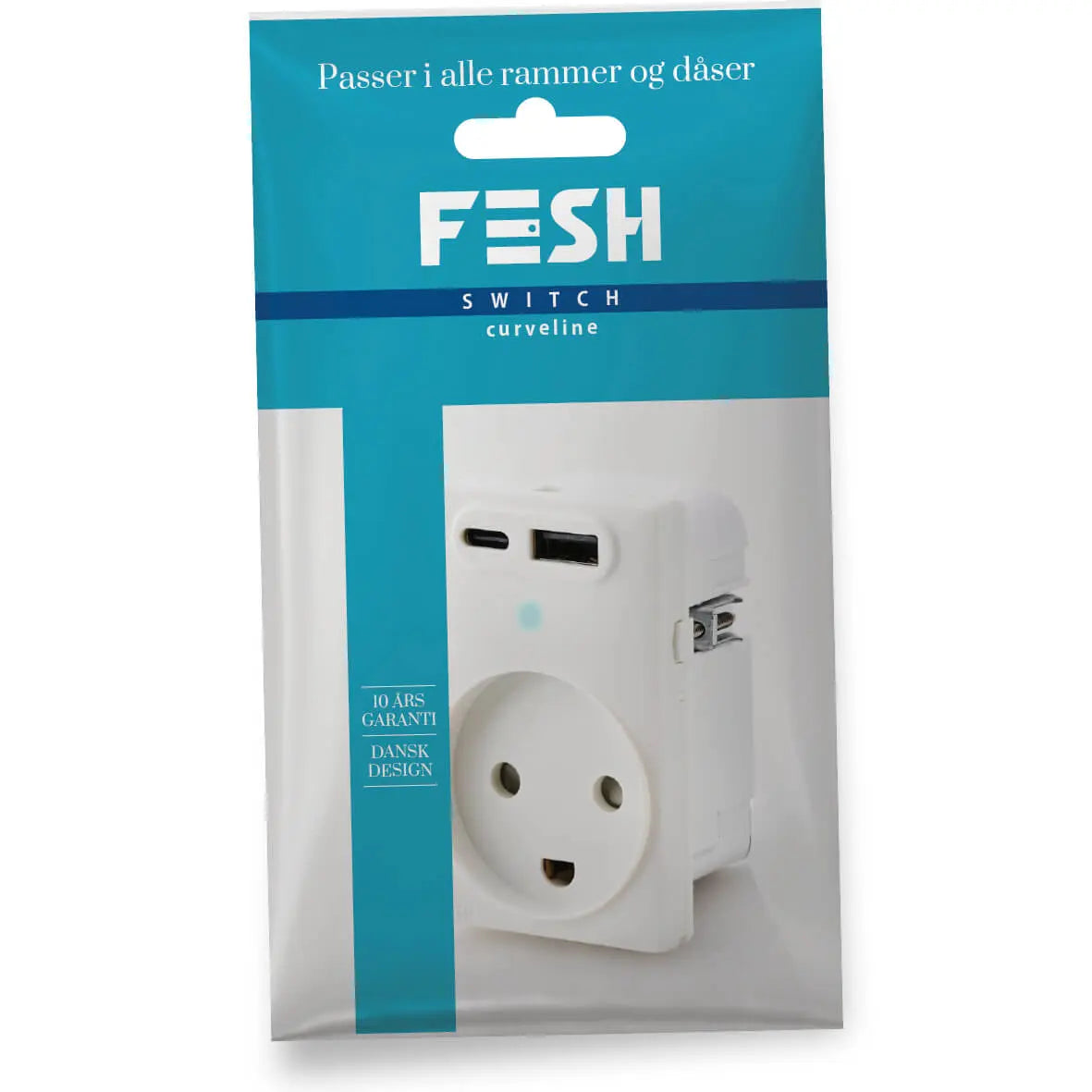 FESH SWITCH Curveline Stikudtag 2 x USB 1,5 m/j - Hvid