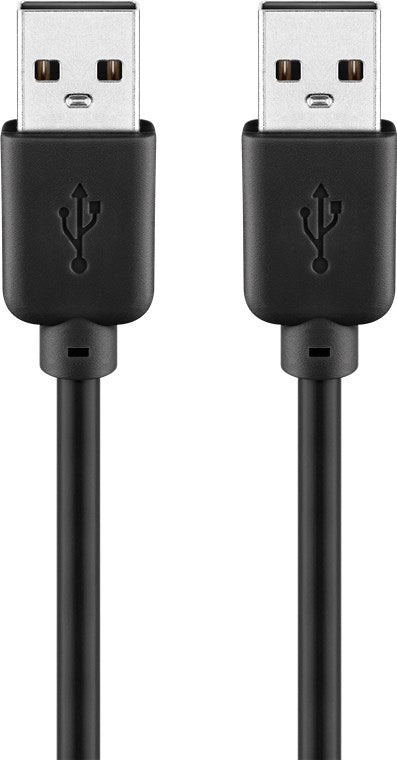USB 2.0 kabel - A han til A han, Sort (3m)