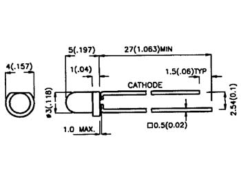 3mm LED - Selvblinkende RØD diffus, 9V (3,2mcd 60°)