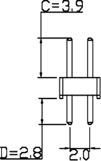 Dobbelt-række Pin header - Han/han, 2mm, 2x20 pin