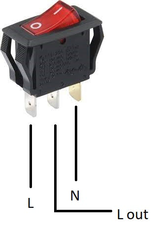 Vippekontakt - 1P OFF-ON, 10A / 250V, RØD neon (30x11mm)