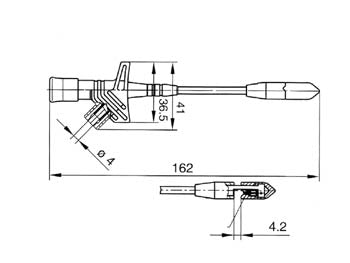 Sikkerhedstestprobe m. split testtang - 4mm sokkel, Sort