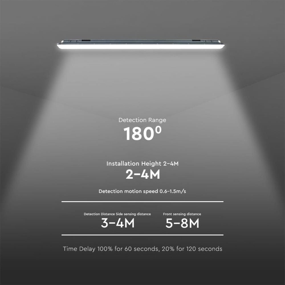 V-Tac Vandtæt LED Armatur - 120 cm, 4320lm, 36W, RA80, IP65