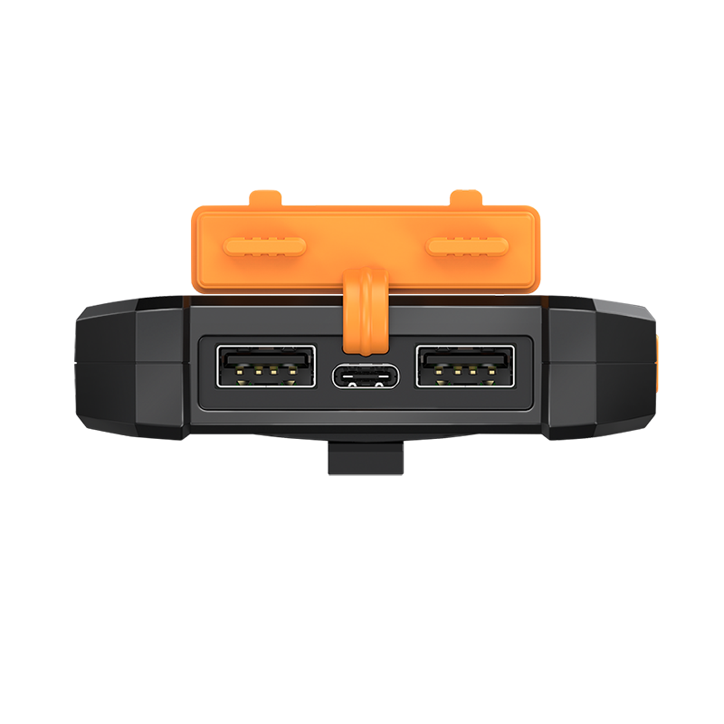 Powerbank m. solcelle og lygte - 8.000mAh, Sort