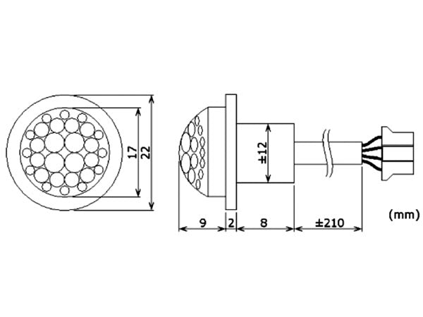 PIR bevægelsessensor - 12Vdc / 25W, 100° mini til indbygn.