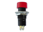 Trykkontakt - 1P OFF-ON 3A/125V, Rød (10,2mm)