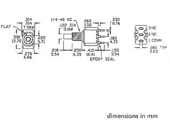 Trykkontakt - 1P ON-(ON), kabinetmont. (Ø7mm)