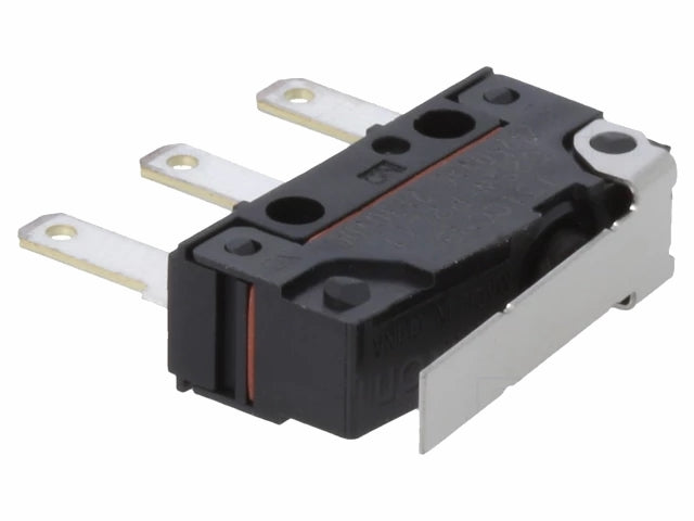Mikroswitch, kort arm - 2A/250Vac, ON-(ON) SPDT, 2,8mm term.