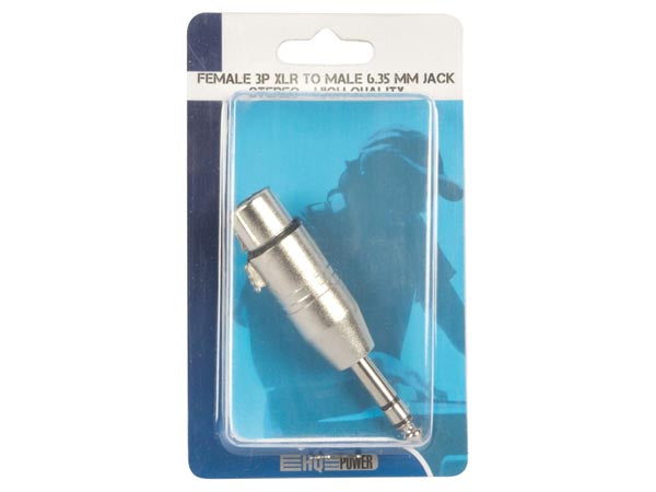 XLR adapter - XLR 3P hun til 6,35mm stereo JACK han (HQ)