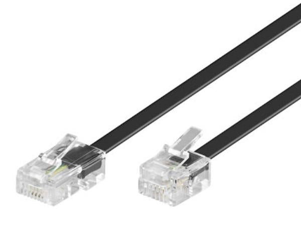 ISDN telefonledning - RJ11(6P4C) til RJ45(8P4C), Sort (10m)
