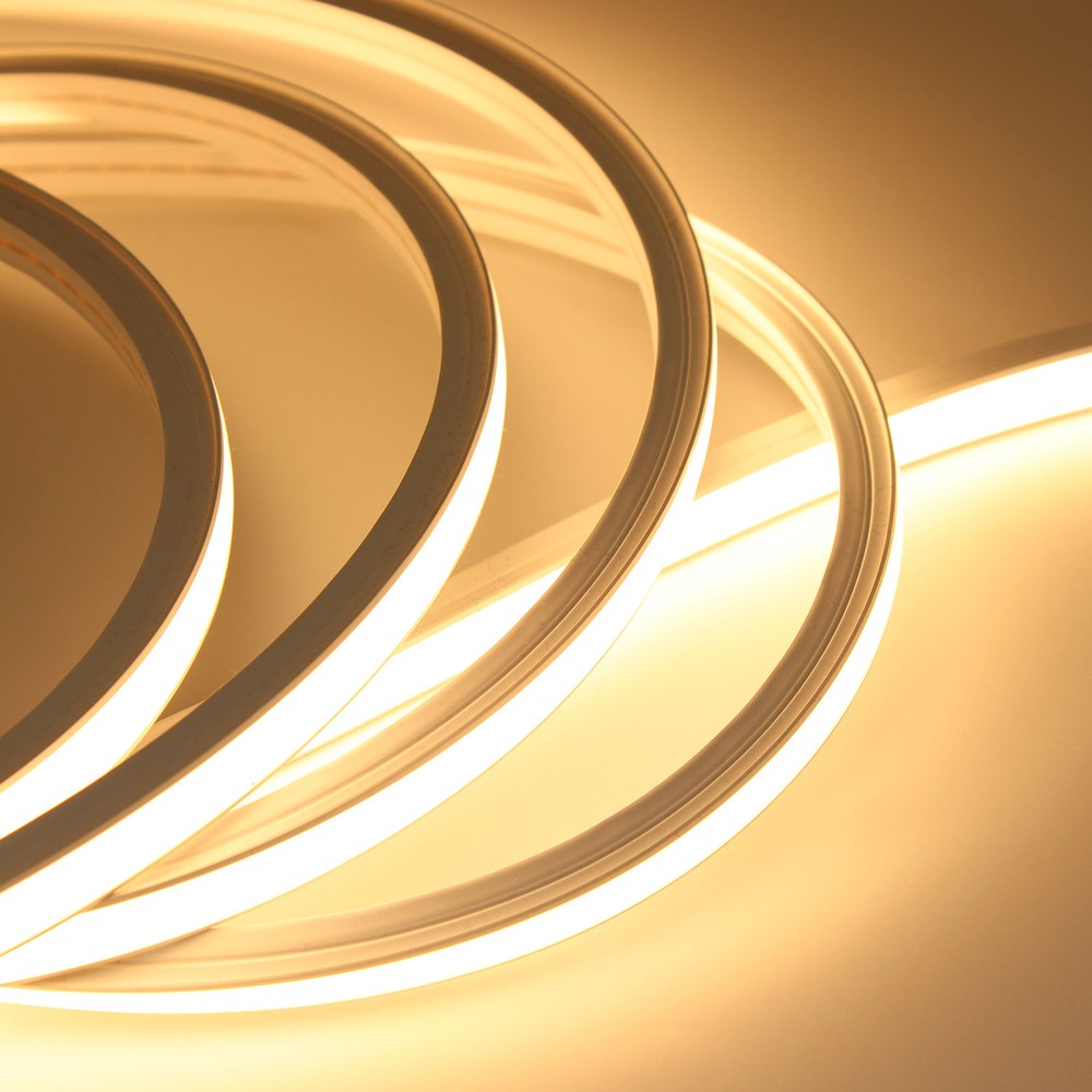 10m Varm hvid LED strip - Fleksibel neon flex belysning med 10x10 mm dimensioner, 10W/m, 24V, RA81