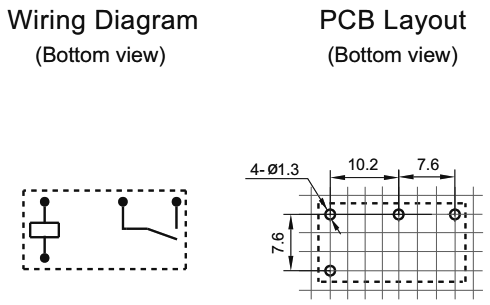 Miniature relæ - 12VDC / 5A, 1 x slutte (SPST-NO)