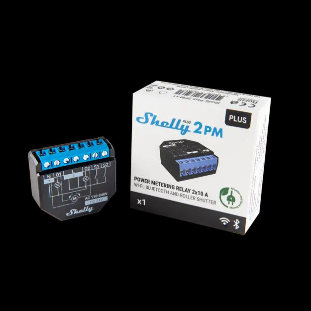 Shelly Plus 2PM - WiFi relæ/jalousi, 2 kanaler