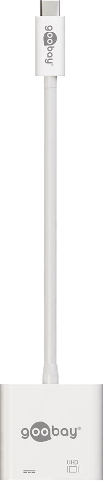 USB-C til HDMI PD adapter (4K) - USB-C ladeport, Hvid (15cm)