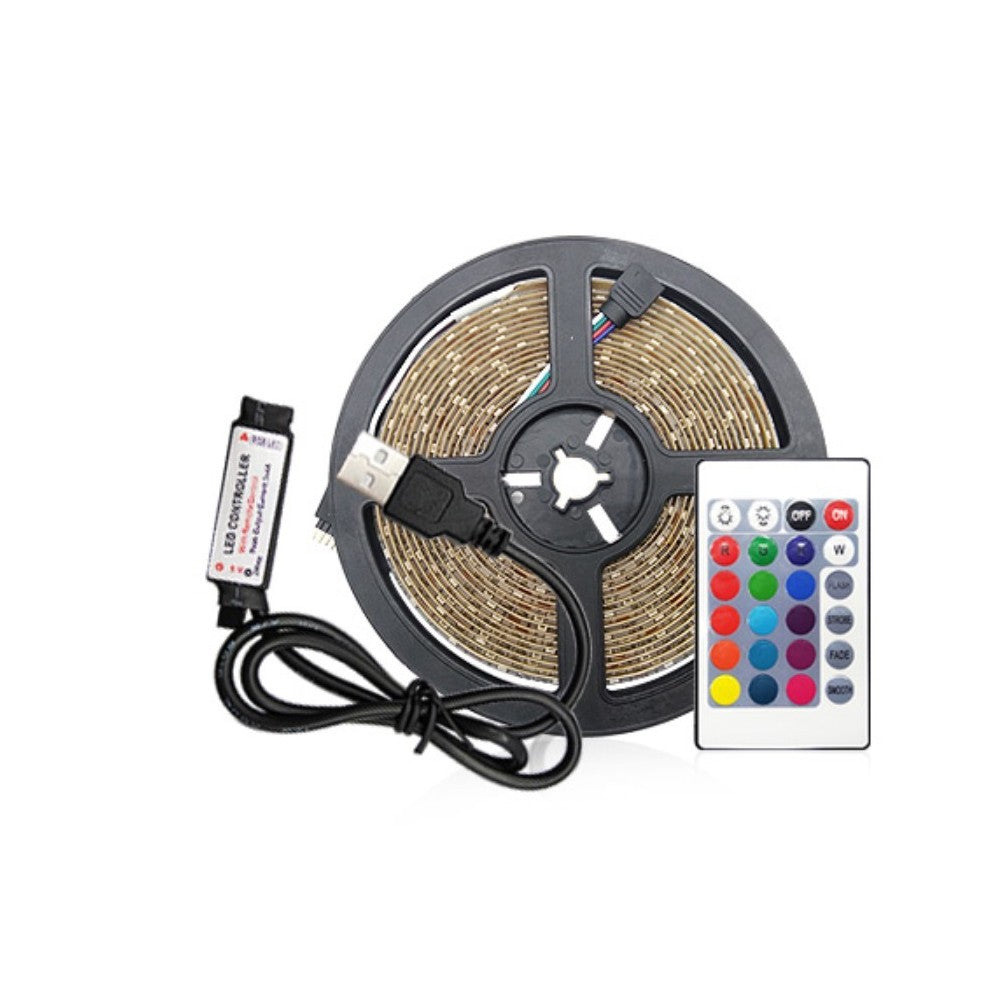 USB RGB LED strip til TV og PC - Inkl. controller og fjernbetjening