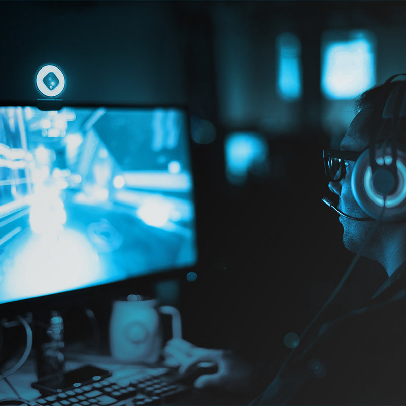 USB 2.0 Webcam m. ringlys - HD 1920x1080, Sort