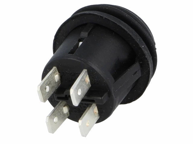 Rund Trykkontakt - 2P OFF-(ON) 6A/250V, Sort, IP65 (Ø20,2mm)