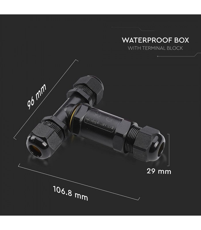 Vandtæt T-kabelsamler IP68 - sort