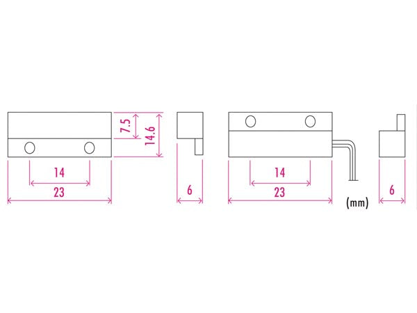 REED kontakt - Magnetisk 0,1A / 300Vdc m. ledn. (SPST-NC)