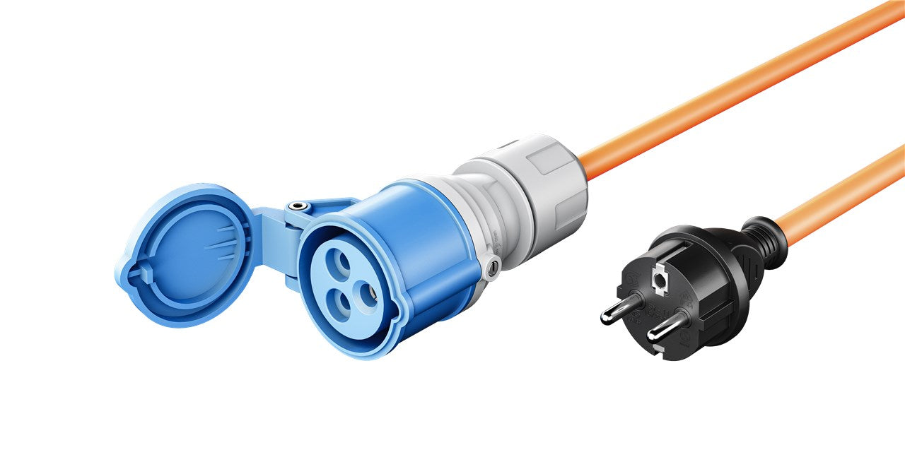 CEE adapterkabel - CEE7/7 han til 3P CEE hun (1,5m)