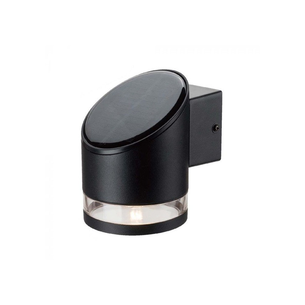 V-Tac 1W Solcelle Væglampe LED - Sort, Rund, IP54, 70lm, 3 års Producentgaranti