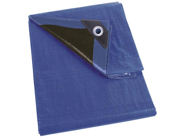 Presenning - 10x12m, 140g/m² stærk, Blå/sort