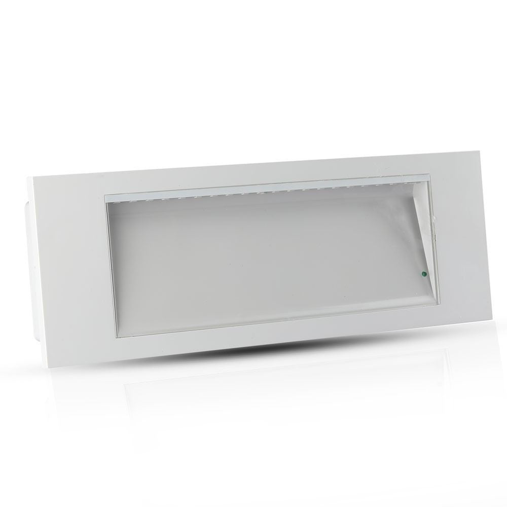 V-Tac 4W LED nødbelysning - Væg/loft/undersænket montering, inkl. batteri og piktogrammer