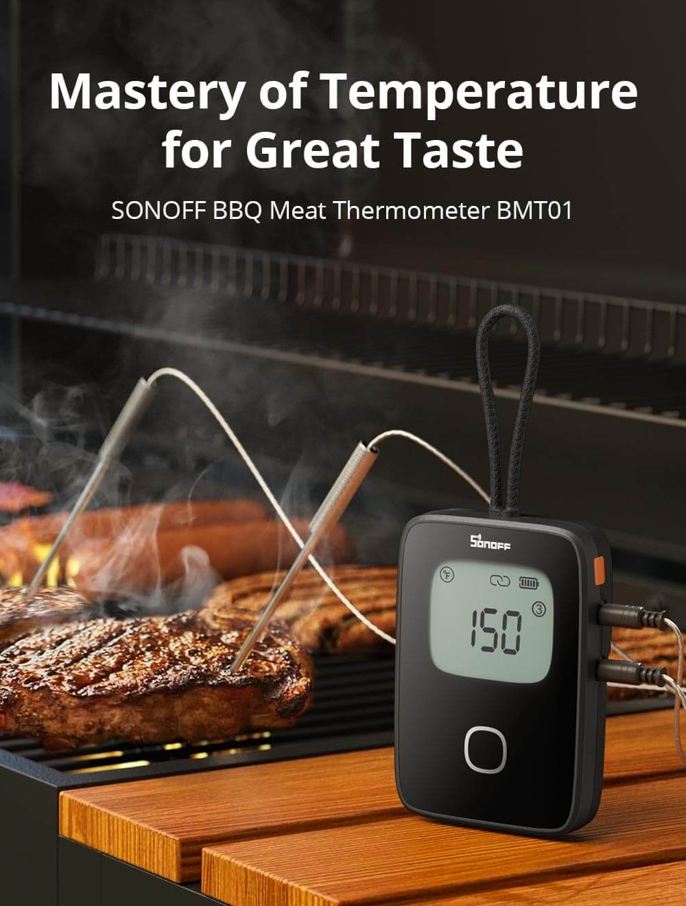 Smart BBQ-grilltermometer m. app. inkl. 2 prober