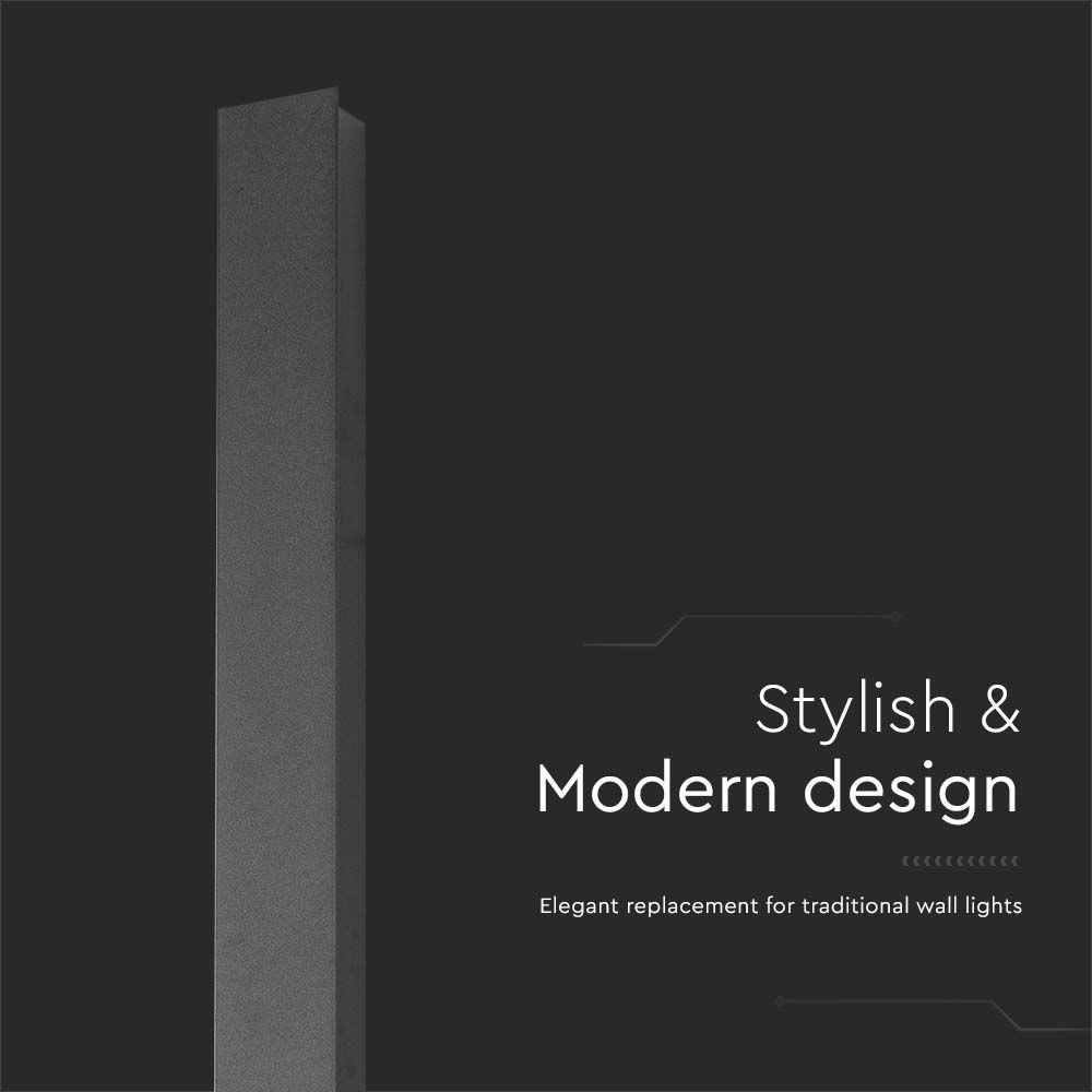 10W LED lineær væglampe - 4000K, antracit hus, IP65, 510*60*50mm.