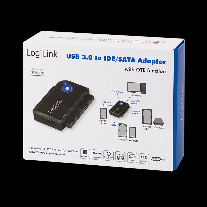 USB 3.0 til SATA & IDE adapter m. OTB