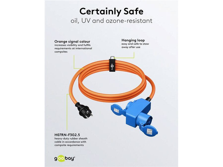 CEE adapterkabel - CEE7/7 han til CEE 3P hun + 1xJord (1,5m)