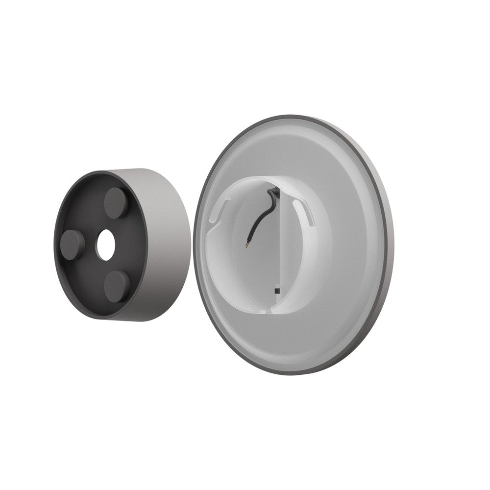 Grå rund facadelampe Piatta 12W med CCT 230V og IP44 beskyttelse, 180x47mm