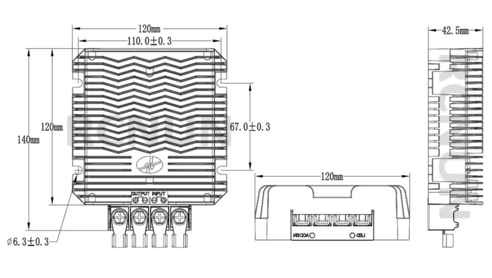 DC-DC step-up konverter - 12V (10-20V) > 24V, 50A (IP68)