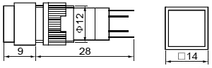 Kvadratisk trykkontakt m. 24Vdc lys - ON-(ON), Hvid (IP40)