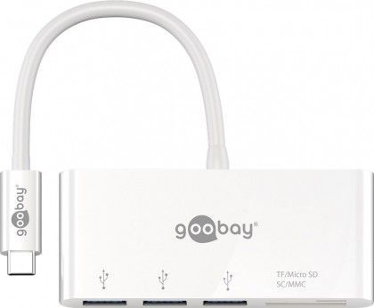 USB-C Multiport Adapter - Kortlæser, USB 3.0, Hvid (0,15m)