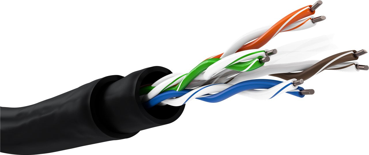 Udendørs CAT6 kabelsæt - 305m UTP kabel +100 RJ45 stik +tang