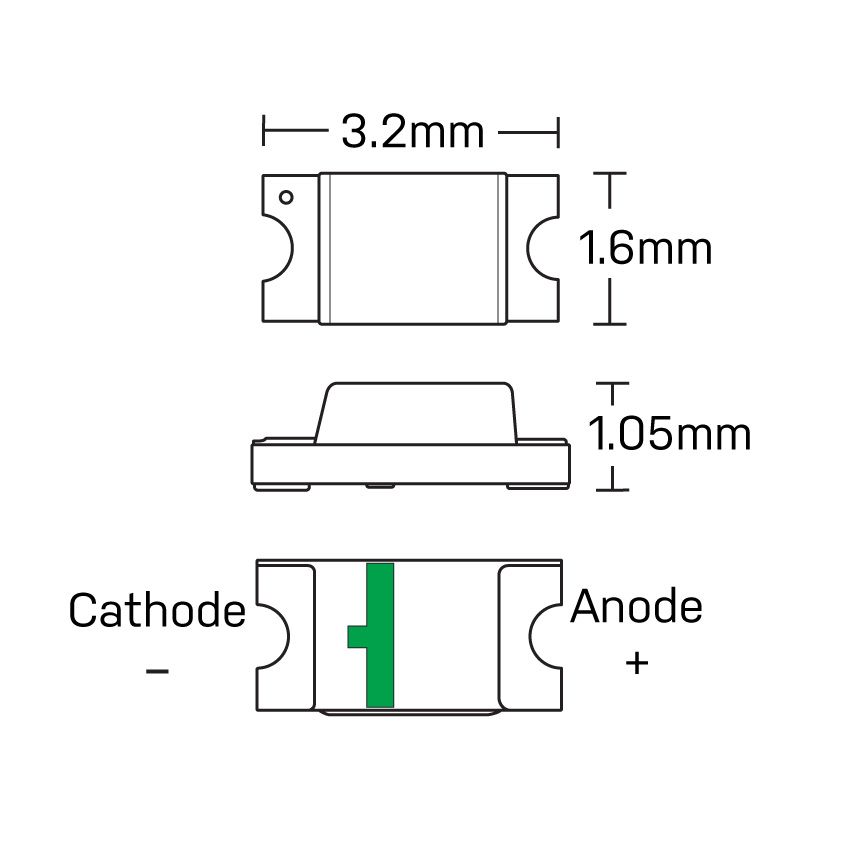SMD LED - 1206 GUL 6,5mcd (10 stk.)